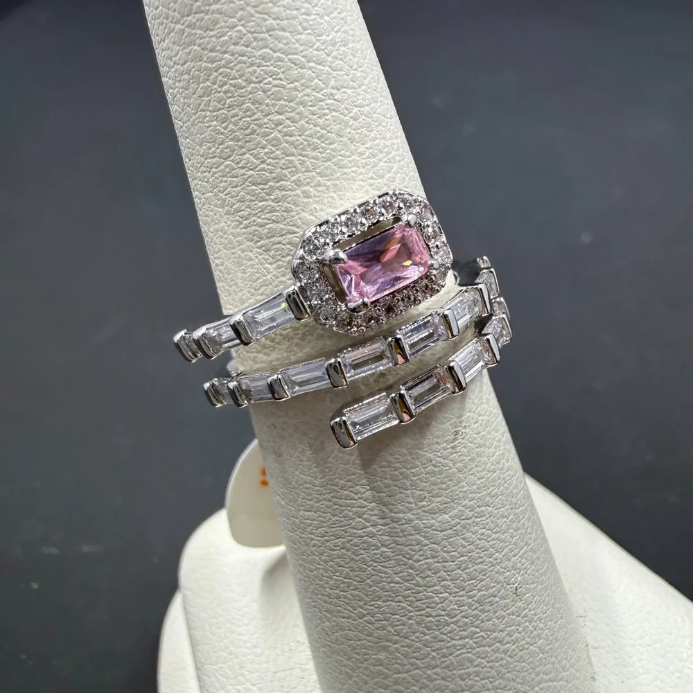 Bomb‎ Party Love and Be Loved Size 6 Ring Lab Rose Quartz RBP6473 Rhodium